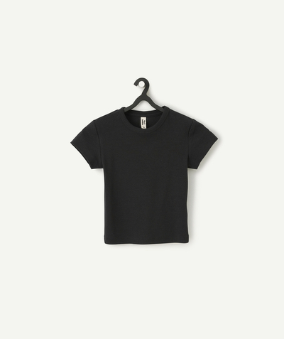 Teenage girl radius - short-sleeved t-shirt for girls in ribbed black organic cotton