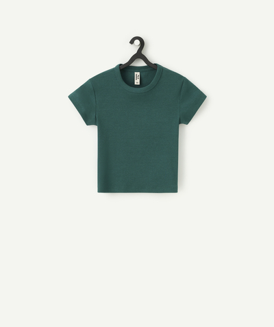 Ado fille Rayon - T-shirt côtelé vert fille