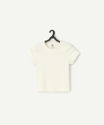 Teenage girl radius - short-sleeved t-shirt for girls in ribbed white organic cotton