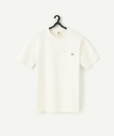 Teenage boy radius - white organic cotton boy's short-sleeved t-shirt with pocket