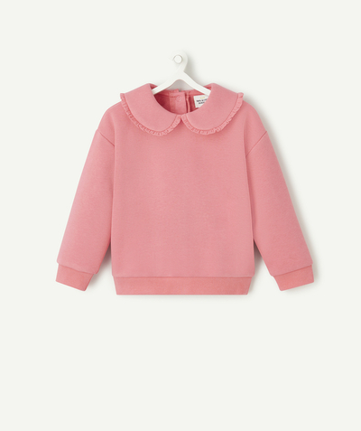 Baby radius - baby girl sweater in pink recycled fibers with claudine collar