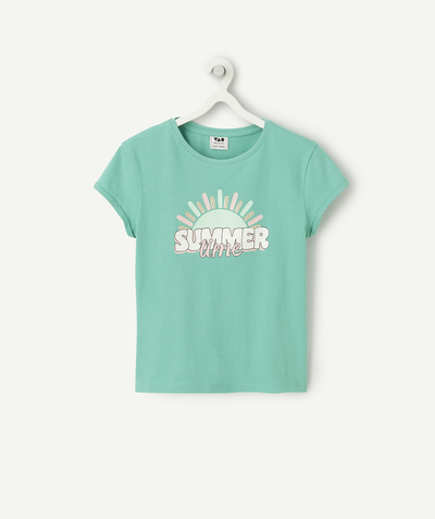 Tendance du moment Rayon - t-shirt manches courtes fille en coton bio vert thème summer