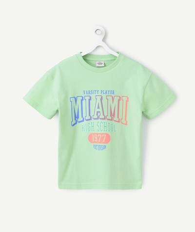 Sales Child Boy Tao Categories - boy's short-sleeved t-shirt organic cotton green theme miami
