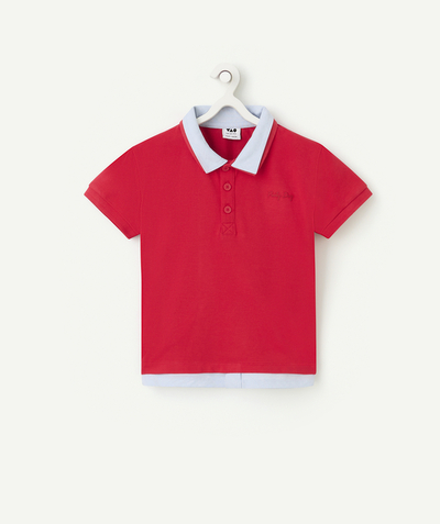 Soldes Enfant Garçon Categories Tao - polo manches courtes garçon en coton bio rouge et bleu