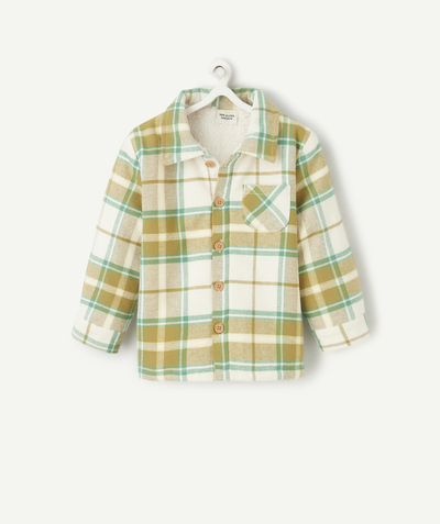Sales Baby Boy Tao Categories - BABY BOY'S LONG-SLEEVED CHECKED SHIRT WITH SHERPA LINING