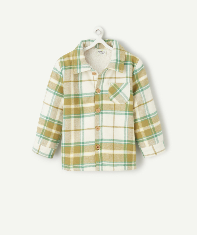 Shirt and polo Tao Categories - BABY BOY'S LONG-SLEEVED CHECKED SHIRT WITH SHERPA LINING