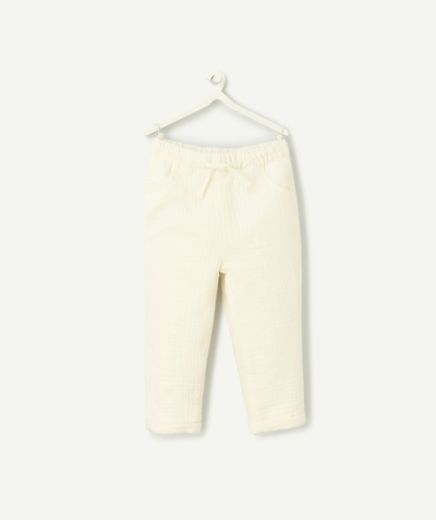 Soldes Bébé Categories Tao - pantalon slouchy bébé garçon en coton bio et matière gaufré écru