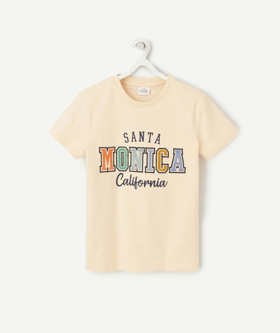 Current trends radius - boy's t-shirt in orange organic cotton with colourful message and