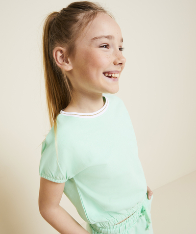 Soldes Enfant Fille Categories Tao - t-shirt manches courtes fille en coton bio vert pastel