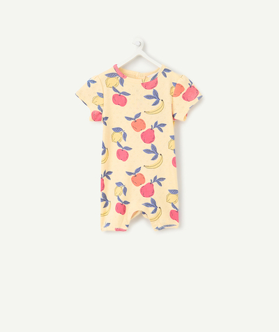 Selection of the moment radius - Lightweight baby girl's sleeping bag in yellow organic cotton with fruit print