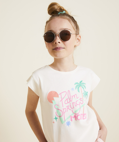 Current trends radius - short-sleeved organic cotton t-shirt for girls, palm spring theme