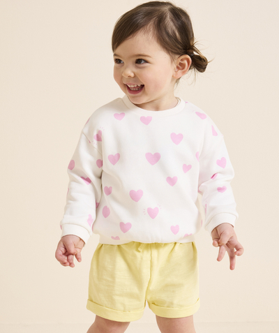 Sélection du moment Rayon - short bébé fille en coton bio jaune avec revers