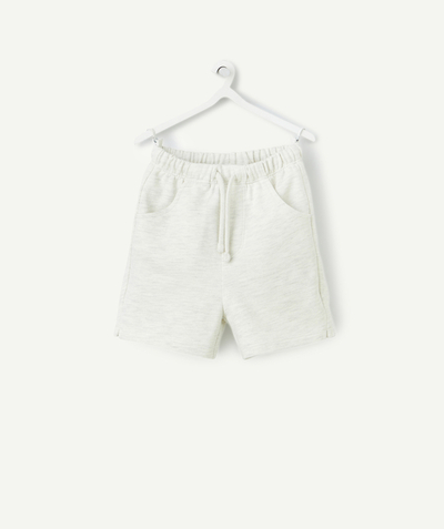 Back to school radius - baby boy bermuda shorts in ecru mottled organic cotton