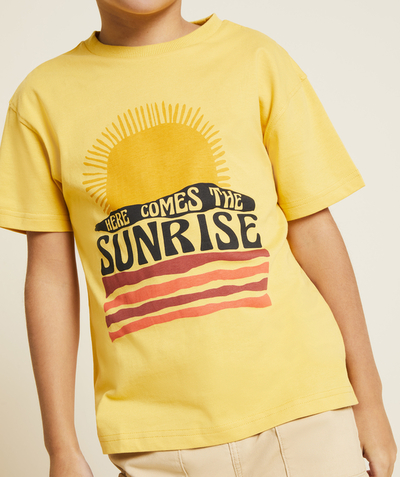 Soldes Enfant Garçon Categories Tao - t-shirt manches courtes garçon en coton bio jaune moutarde motif soleil