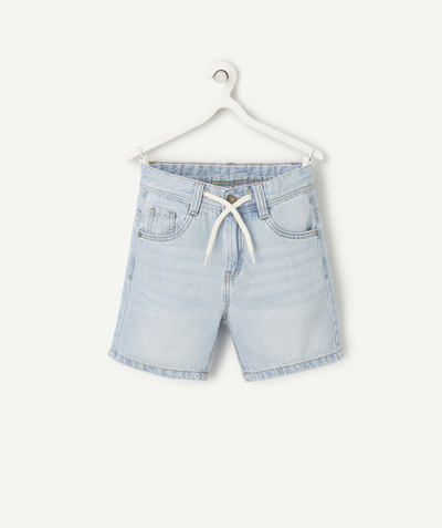 Capsule of the moment radius - boy's straight shorts in sky blue low impact denim with drawstrings