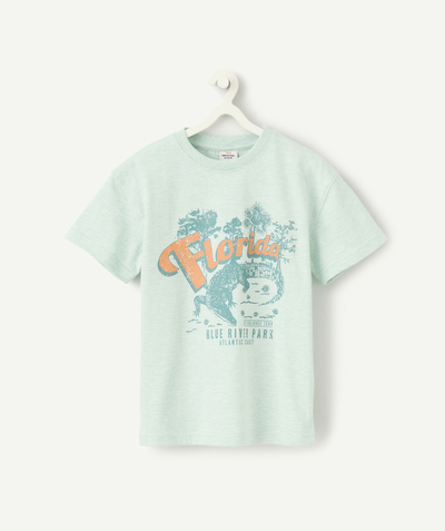Sales Child Boy Tao Categories - pastel green boy's short-sleeved t-shirt with alligator and florida pattern