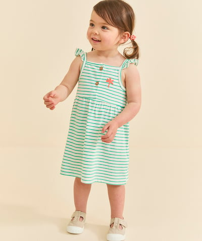 SOLDES Categories Tao - robe à bretelles bébé fille en coton bio rayé vert et blanc