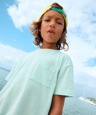  Kind jongen verkoop Tao Categorieën - t-shirt manches courtes garçon en coton bio vert pastel