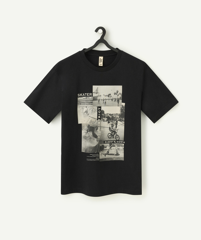 Teenage boy radius - Black boy's short-sleeved T-shirt with photo prints
