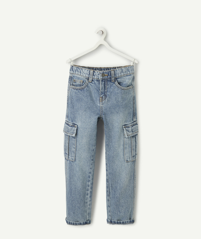  Child - boy's low impact denim pants with cargo pockets