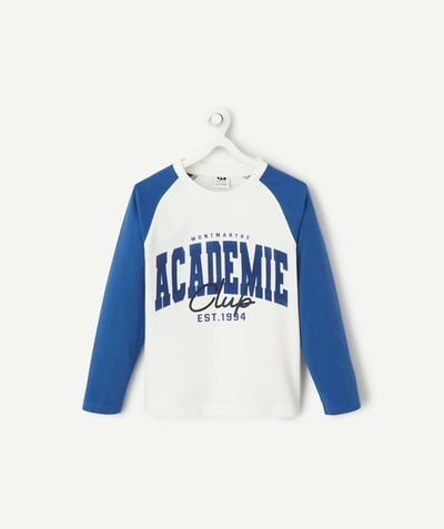 Our back-to-school outfits  radius - long-sleeved t-shirt for boys in blue and white organic cotton
