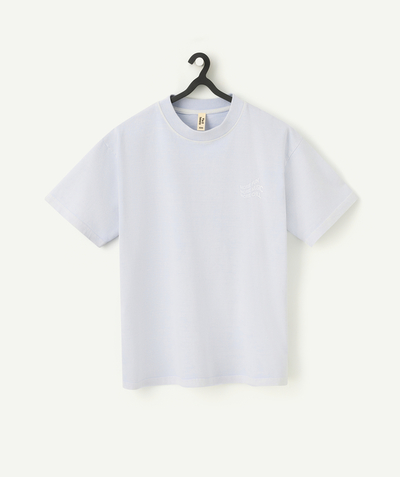 Ado garçon Rayon - t-shirt manches courtes garçon en coton bio bleu ciel avec message blanc