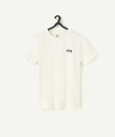 Teenage boy radius - white organic cotton boy's short-sleeved t-shirt with message