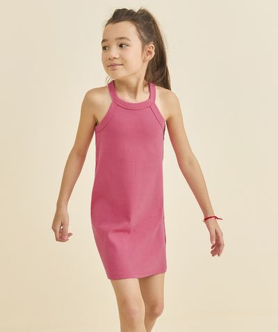 Back to school radius - girl's sleeveless dress in pink organic cotton