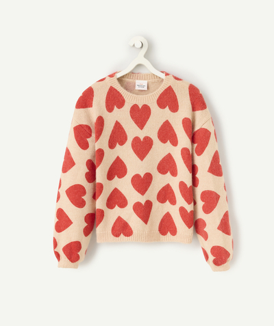 Girl radius - girl's pink sweater with red heart print