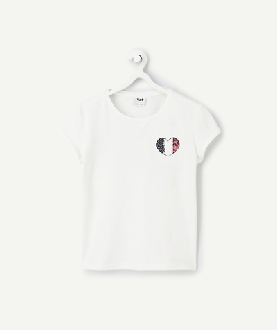 Soldes Enfant Categories Tao - t-shirt blanc fille en coton bio thème foot