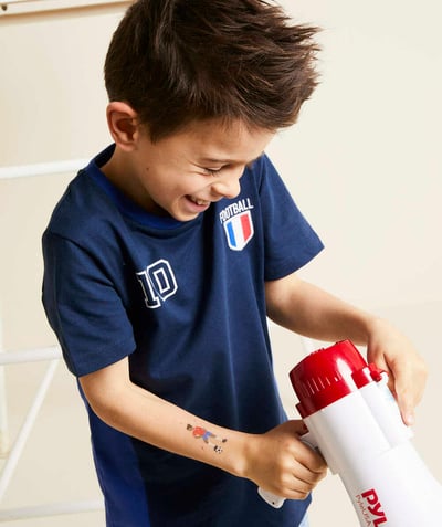 Soldes Enfant Garçon Categories Tao - t-shirt bleu marine garçon en coton bio thème foot