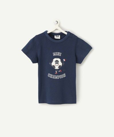 Capsule of the moment radius - baby boy navy blue t-shirt in organic cotton soccer theme