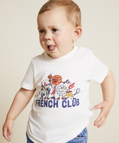 Capsule du moment Rayon - t-shirt blanc bébé garçon en coton bio thème foot