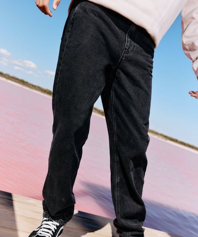  Child - boy's straight black denim pants low impact