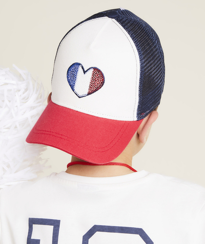 Capsule of the moment radius - girl's cotton cap with soccer-themed sequined heart