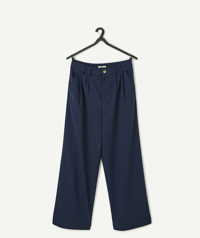 Ado fille Rayon - pantalon wide leg fille en fibres recyclées bleu marine