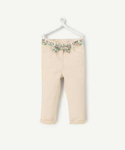 Baby girl radius - slim-fit baby girl pants in salmon recycled fibers with floral belt