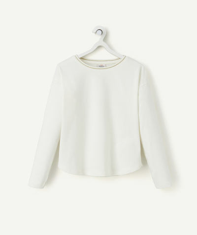 Girl radius - Girl's long-sleeved T-shirt in organic cotton with gold collar