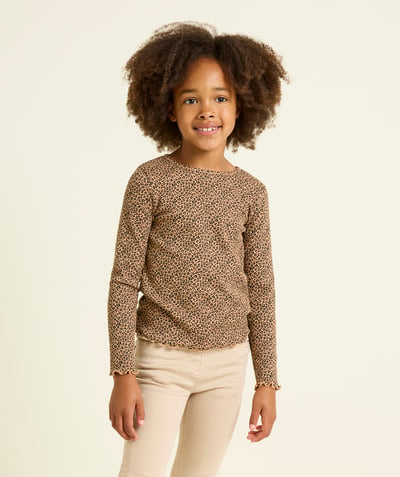  Child - Girl's long-sleeved leopard print T-shirt