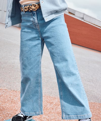  Kind - pantalon large fille en denim bleu lage impact