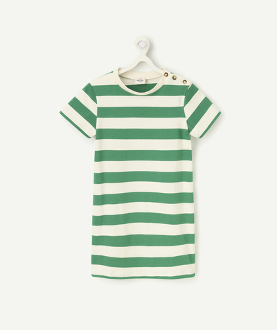 Our back-to-school outfits  radius - green and white striped organic cotton girl's dress