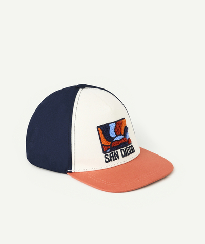 Back to school radius - Navy blue and orange boy's cap with colored patch