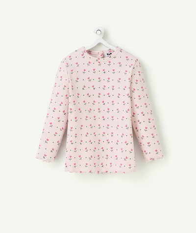 Baby girl radius - long-sleeved baby girl t-shirt in flower-printed organic cotton
