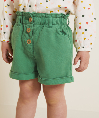 Baby girl radius - baby girl straight shorts in green responsible viscose