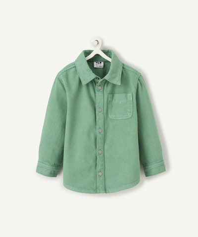 Baby boy radius - long-sleeved baby boy shirt in green denim