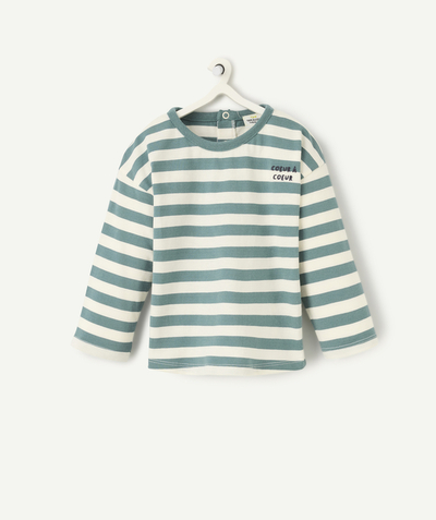 Our back-to-school outfits  radius - long-sleeved t-shirt baby boy organic cotton green sailor with embroidered message on the heart
