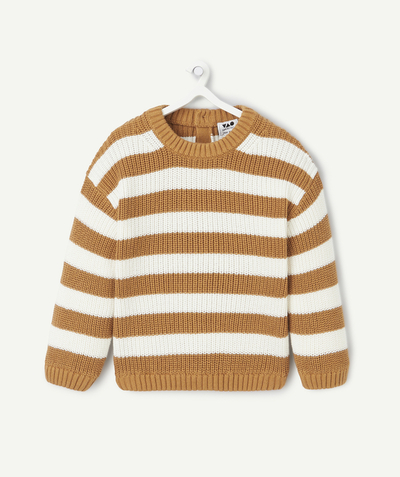 Bébé garçon Rayon - pull tricot bébé garçon en coton bio à rayures marron