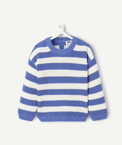 Bébé garçon Rayon - pull tricot bébé garçon en coton bio à rayures bleues