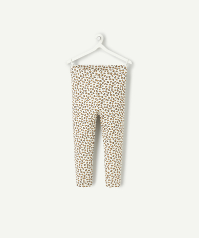 Baby girl radius - baby girl leggings in leopard print organic cotton ribbed ecru