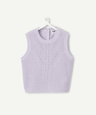 Baby radius - purple girl's sleeveless sweater in recycled fibers with glitter details